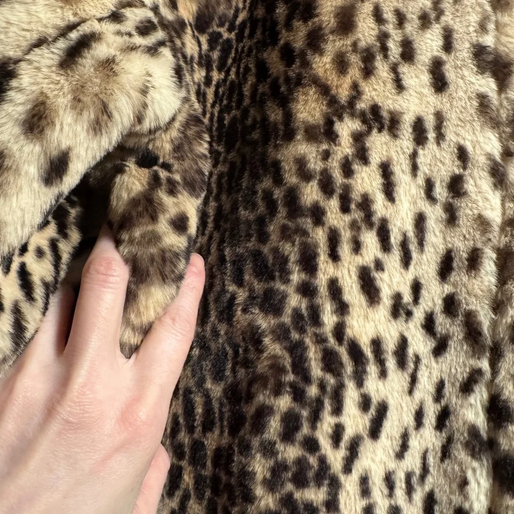 Anthropologie Plush Fur Animal Print Coat xs/small - Picture 12 of 13